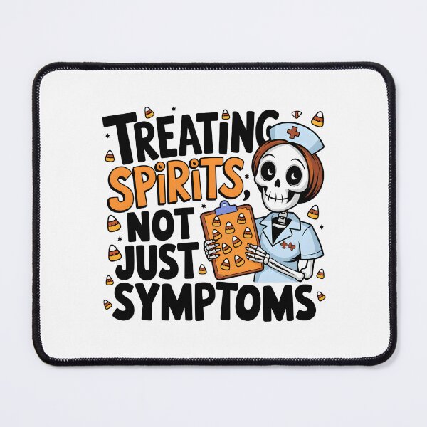Item preview, Treating Spirits Not Just Symptoms – Funny Halloween Skeleton Nurse designed and sold by CuteDesignables.