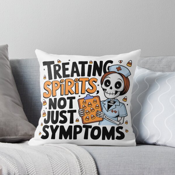 Item preview, Treating Spirits Not Just Symptoms – Funny Halloween Skeleton Nurse designed and sold by CuteDesignables.
