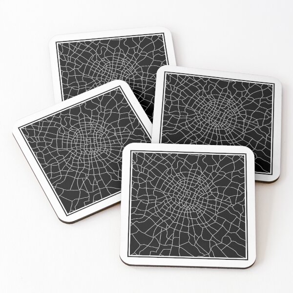 Item preview, Double-Framed Black and White City Map 1 – Minimalist Abstract Line Art Wall Print designed and sold by ZorianArt.