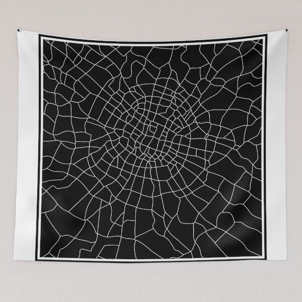 Item preview, Double-Framed Black and White City Map 1 – Minimalist Abstract Line Art Wall Print designed and sold by ZorianArt.
