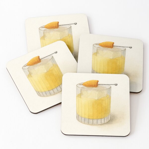 Item preview, Mini Corn Golden Whiskey Watercolor Art – Minimalist Cocktail Illustration with Ice and Citrus for Bar Decor designed and sold by MollyTwinkle.