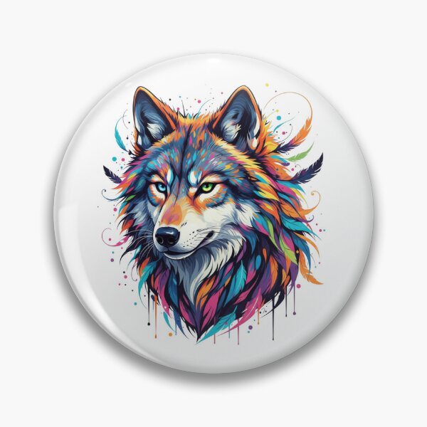 Artikelvorschau, Lebendiger Geisterwolf – Farbspritzer-Stammeskunst entworfen und verkauft von Kavya Art.