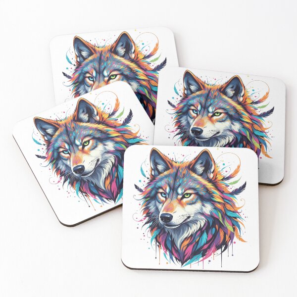 Item preview, Vibrant Spirit Wolf – Color Splash Tribal Art designed and sold by Kavya Art.