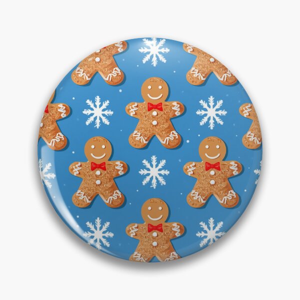 Item preview, Gingerbread Men and Snowflakes – Cute Christmas Pattern with Smiling Cookies and Festive Blue Background designed and sold by PixelVibe782.