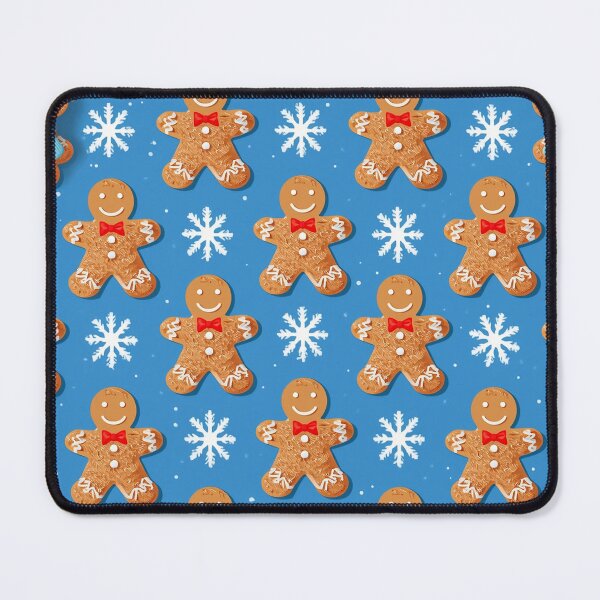 Item preview, Gingerbread Men and Snowflakes – Cute Christmas Pattern with Smiling Cookies and Festive Blue Background designed and sold by PixelVibe782.