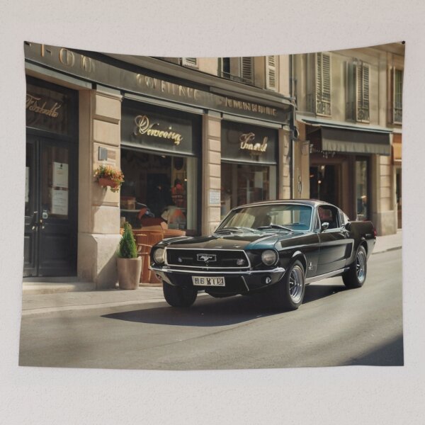 Item preview, Black Legend, Vintage 1965 Ford Mustang on the City Street designed and sold by BlareBlare.