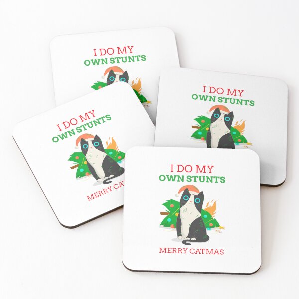 Item preview, I Do My Own Stunts Merry Catmas designed and sold by SavvyVacationer.