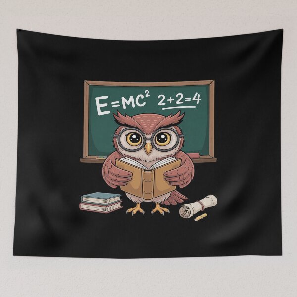 Item preview, Funny Saying E Equals MC Squared Owl Genius designed and sold by petrichorsworld.
