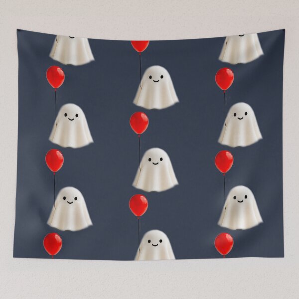 Item preview, Little ghost holding a red balloon designed and sold by FluffyGallery.