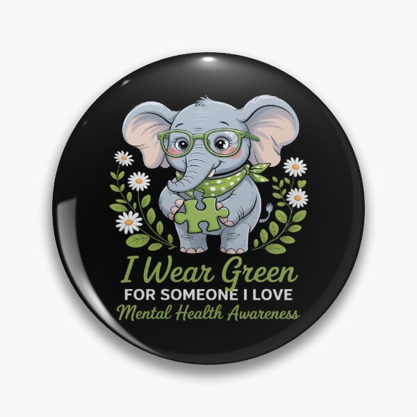 Item preview, I Wear Green For Someone I Love Mental Health Awareness Ribbon Elephant designed and sold by TyraYoung.