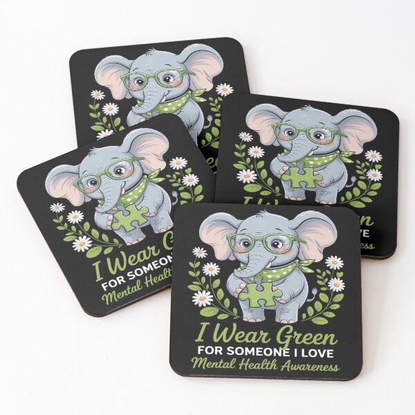Item preview, I Wear Green For Someone I Love Mental Health Awareness Ribbon Elephant designed and sold by TyraYoung.