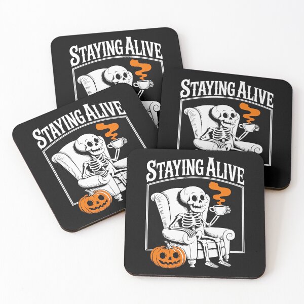 Item preview, Funny Skeleton Drinking Coffee Staying Alive Coffee Lovers designed and sold by KingsLife1994.