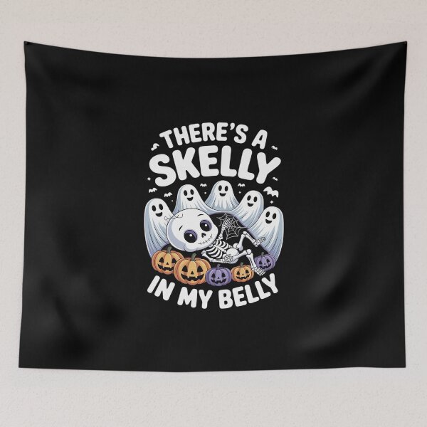 Item preview, Funny Skeleton There's Skelly in My Belly Pregnant Halloween designed and sold by KingsLife1994.