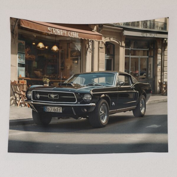 Item preview, Shadow Drive, Vintage Black Mustang in the Old City Street designed and sold by BlareBlare.