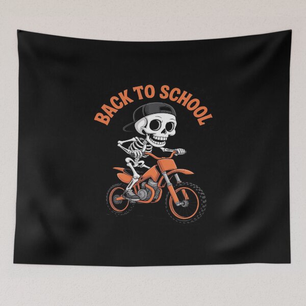 Item preview, Funny Skull Motocross Back To School Dirt Bike Racer designed and sold by KingsLife1994.