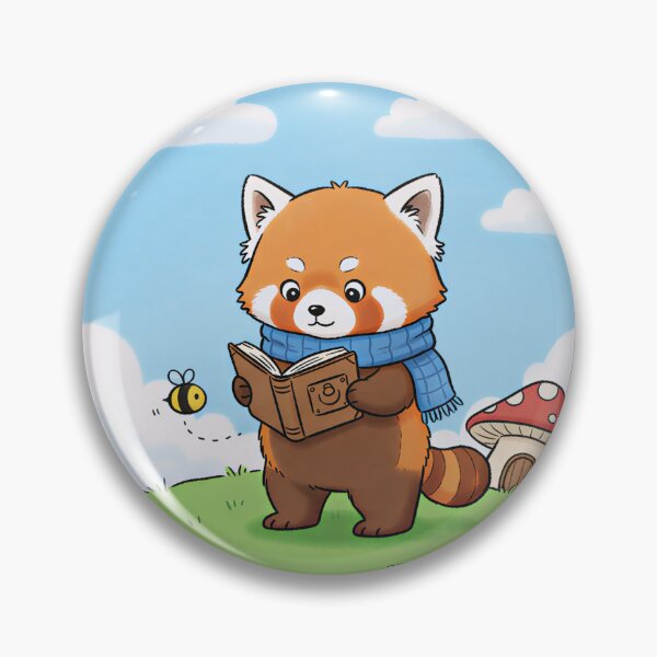 Item preview, Cute Reading Red Panda in Cottagecore Landscape designed and sold by XM STOREZ .