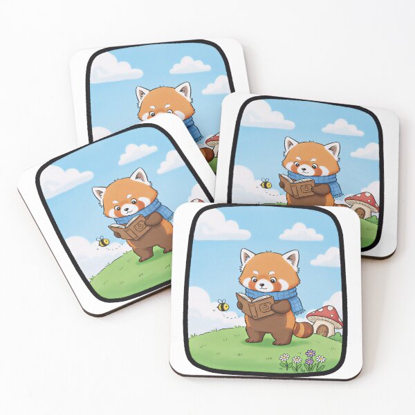 Item preview, Cute Reading Red Panda in Cottagecore Landscape designed and sold by XM STOREZ .