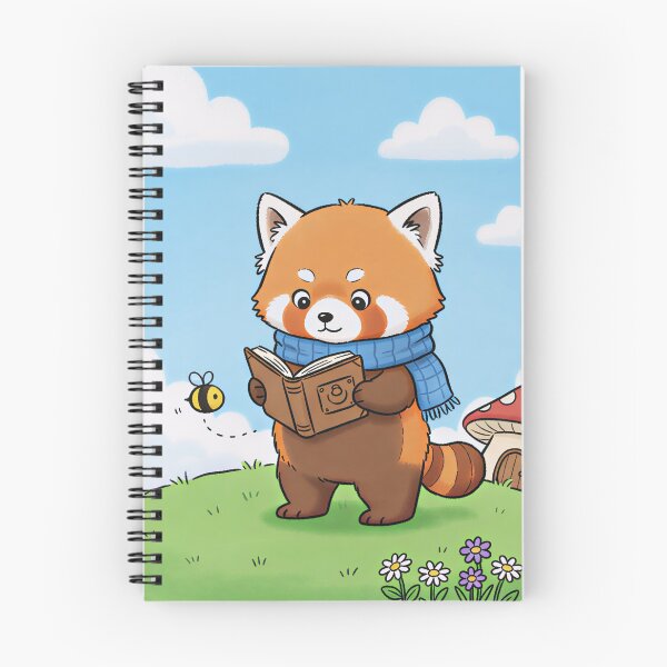Item preview, Cute Reading Red Panda in Cottagecore Landscape designed and sold by XM STOREZ .