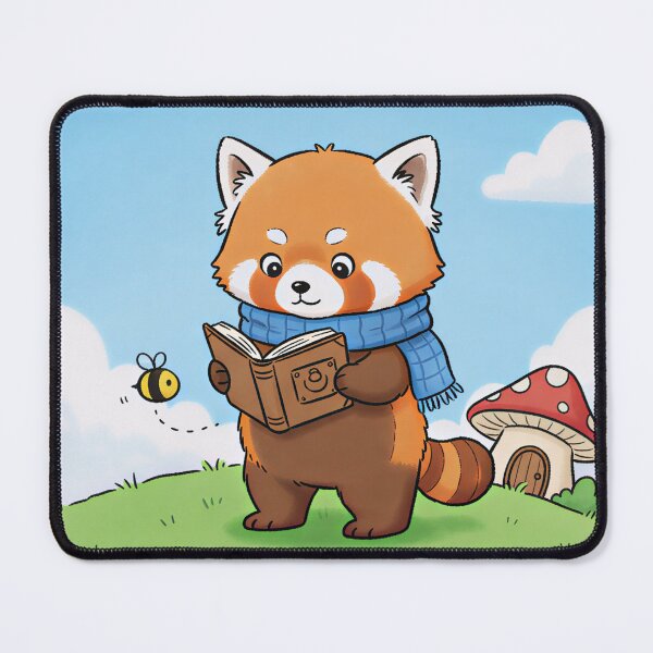 Item preview, Cute Reading Red Panda in Cottagecore Landscape designed and sold by XM STOREZ .