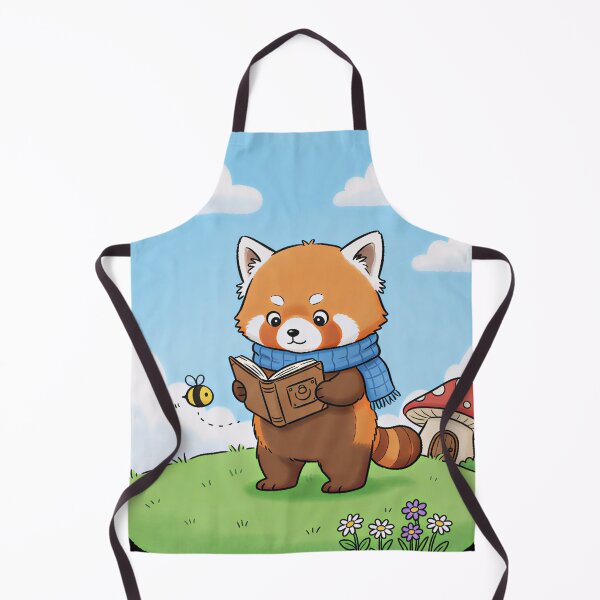 Item preview, Cute Reading Red Panda in Cottagecore Landscape designed and sold by XM STOREZ .