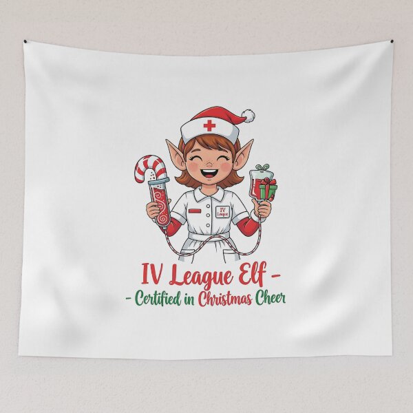 Item preview, IV League Elf – Certified in Christmas Cheer Funny Nurse Holiday designed and sold by CuteDesignables.