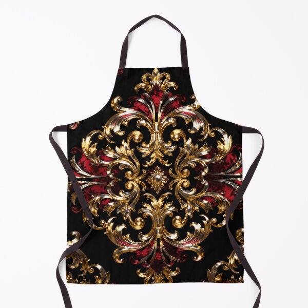 Item preview, Regal Noir Pattern | Gold Scrollwork & Crimson Accents designed and sold by auraRM studio.