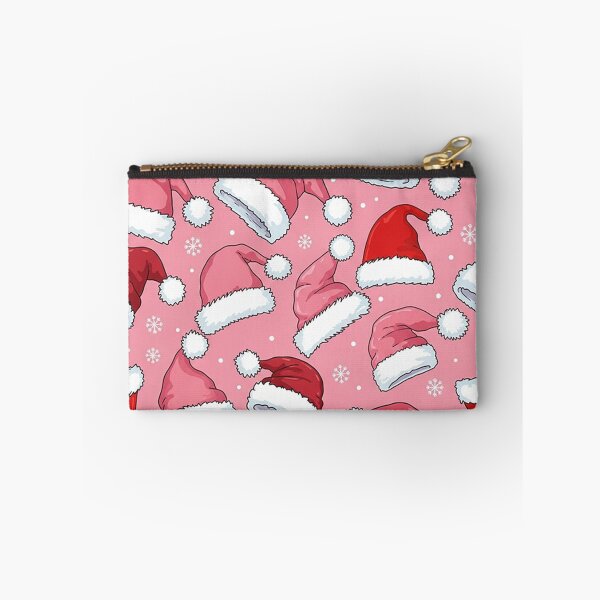 Item preview, Pink and Red Santa Hats Pattern – Festive Seamless Christmas Design with Snowflakes on Pink Background designed and sold by PixelVibe782.