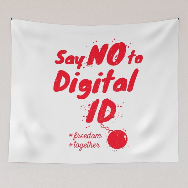 Item preview, Say No to Digital ID typographic protest design. Red designed and sold by SIR13.