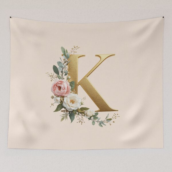 Item preview, Floral Gold Letter K Monogram – Coquette Christian Wall Art, Elegant Blush Rose Initial Print, Faith-Inspired Feminine Gift designed and sold by AmenAlways.
