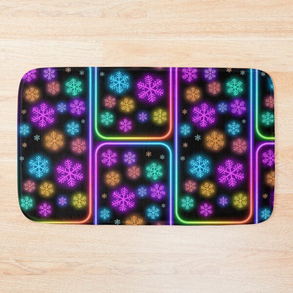 Item preview, Neon Snowflakes Smartphone Wallpaper – Vibrant Rainbow Glow Winter Screen with Glowing Snowflakes on Black Background designed and sold by PixelVibe782.