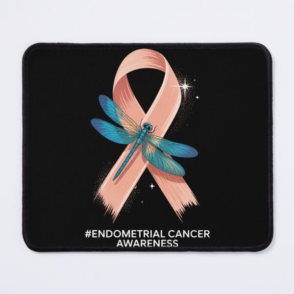 Item preview, Hippie Dragonfly Peach Ribbon Endometrial Cancer designed and sold by papertaless.