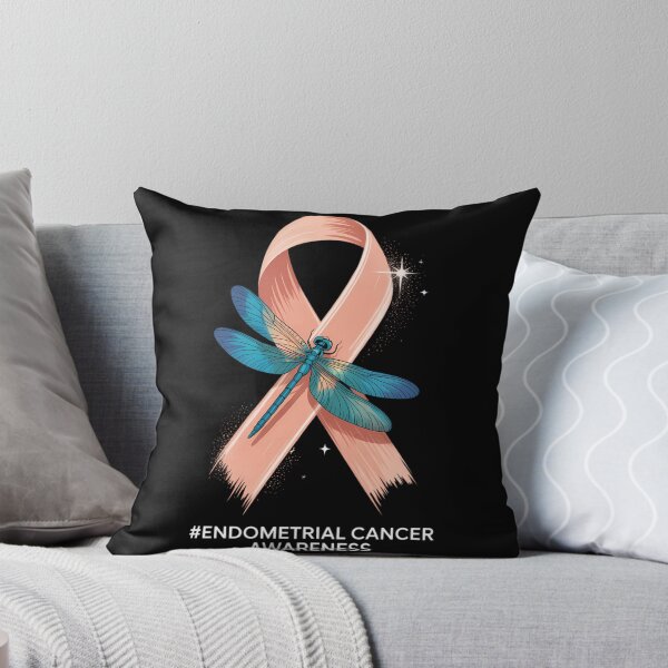 Item preview, Hippie Dragonfly Peach Ribbon Endometrial Cancer designed and sold by papertaless.