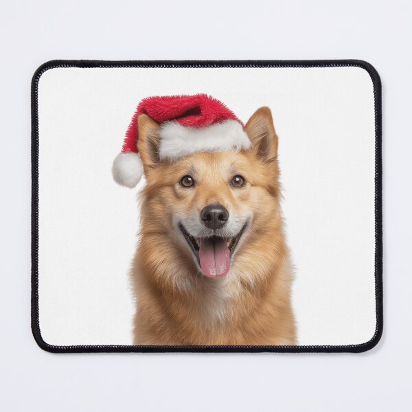 Item preview, Cute Finnish Spitz Christmas Art — Finnish Spitz Wearing Santa Hat designed and sold by LazyOwlStore.