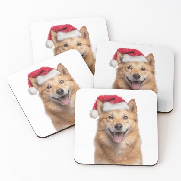 Item preview, Cute Finnish Spitz Christmas Art — Finnish Spitz Wearing Santa Hat designed and sold by LazyOwlStore.