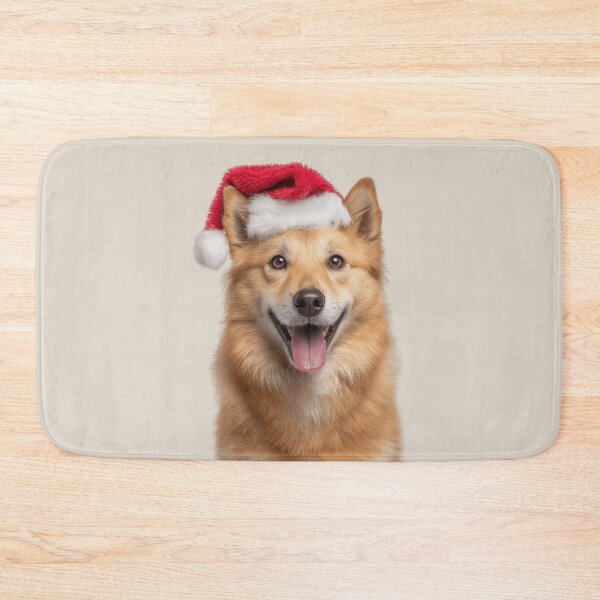 Item preview, Cute Finnish Spitz Christmas Art — Finnish Spitz Wearing Santa Hat designed and sold by LazyOwlStore.