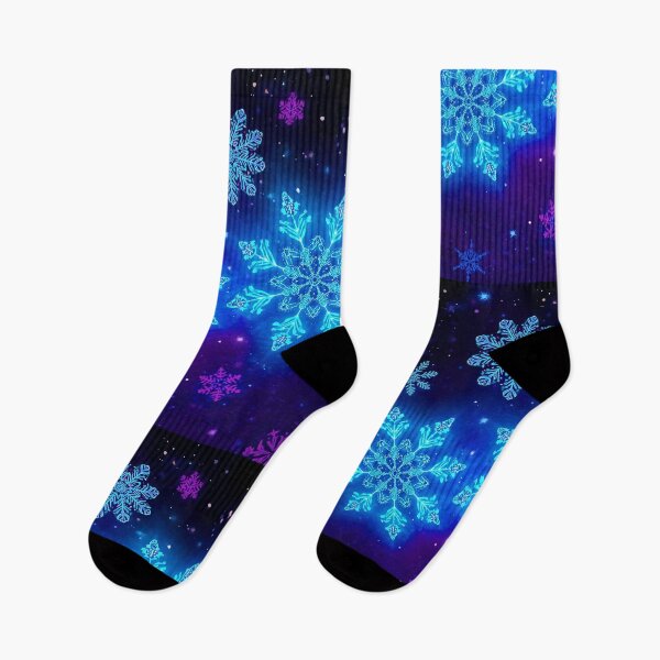 Item preview, Glowing Snowflakes Digital Art – Electric Blue Winter Night with Cosmic Snowflakes and Starry Background designed and sold by PixelVibe782.