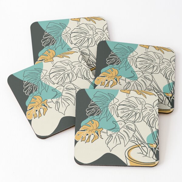 Item preview, Potted monstera bloc colours dark BG designed and sold by MaikatokDesigns.
