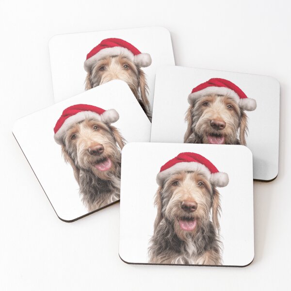 Item preview, Cute Otterhound dog Christmas Art — Otterhound dog Wearing Santa Hat designed and sold by LazyOwlStore.