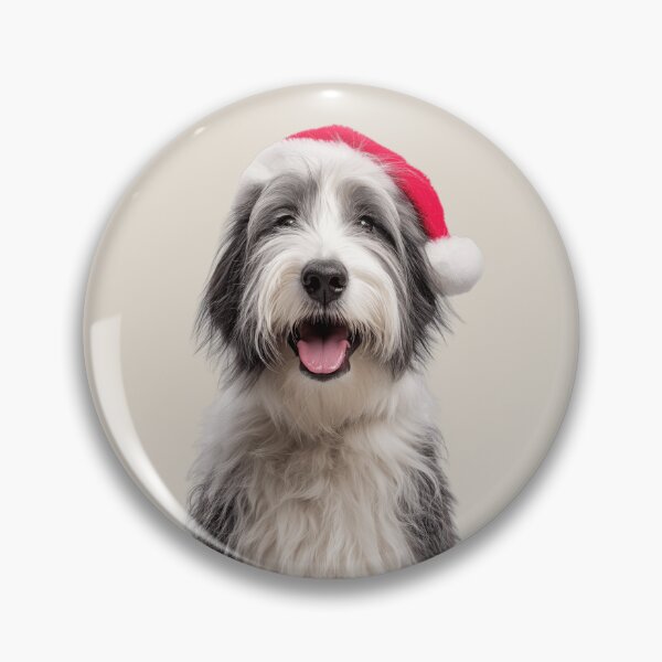 Item preview, Cute Polish Lowland Sheepdog Christmas Art — Polish Lowland Sheepdog Wearing Santa Hat designed and sold by LazyOwlStore.