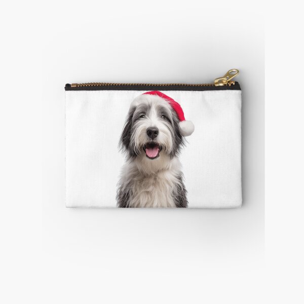 Item preview, Cute Polish Lowland Sheepdog Christmas Art — Polish Lowland Sheepdog Wearing Santa Hat designed and sold by LazyOwlStore.