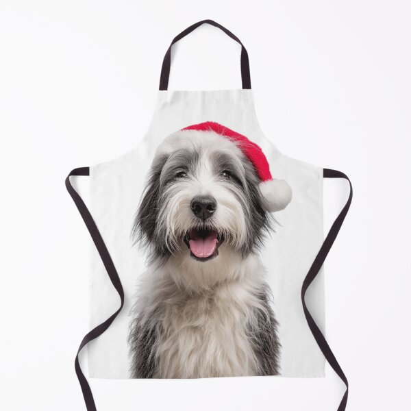 Item preview, Cute Polish Lowland Sheepdog Christmas Art — Polish Lowland Sheepdog Wearing Santa Hat designed and sold by LazyOwlStore.