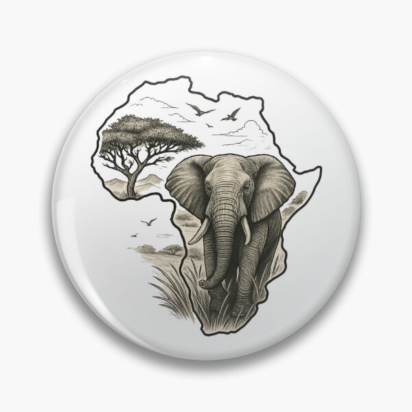 Item preview, "African Majesty – The Spirit of the Savannah | Elephant & Africa Outline T-Shirt" designed and sold by PrintedWithSoul.
