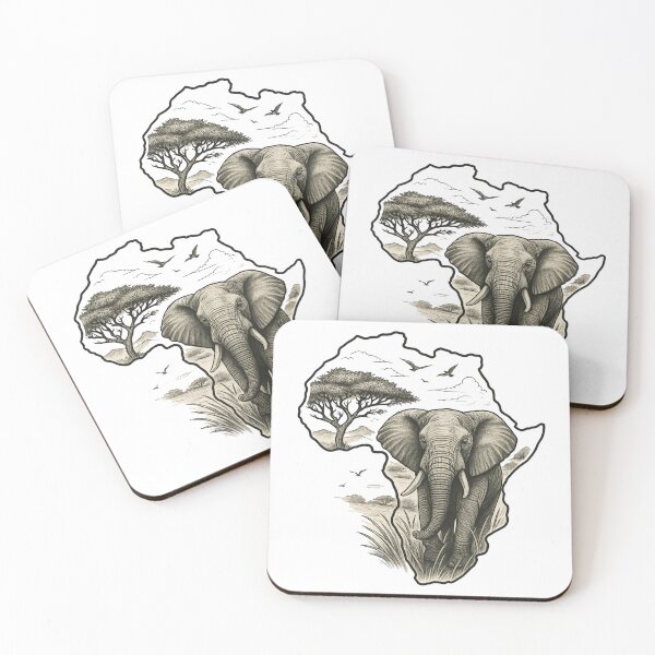 Item preview, "African Majesty – The Spirit of the Savannah | Elephant & Africa Outline T-Shirt" designed and sold by PrintedWithSoul.