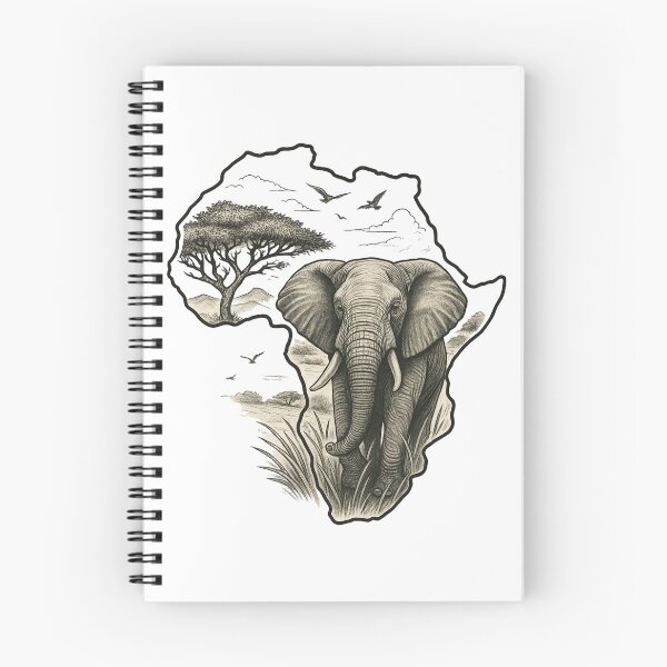 Item preview, "African Majesty – The Spirit of the Savannah | Elephant & Africa Outline T-Shirt" designed and sold by PrintedWithSoul.