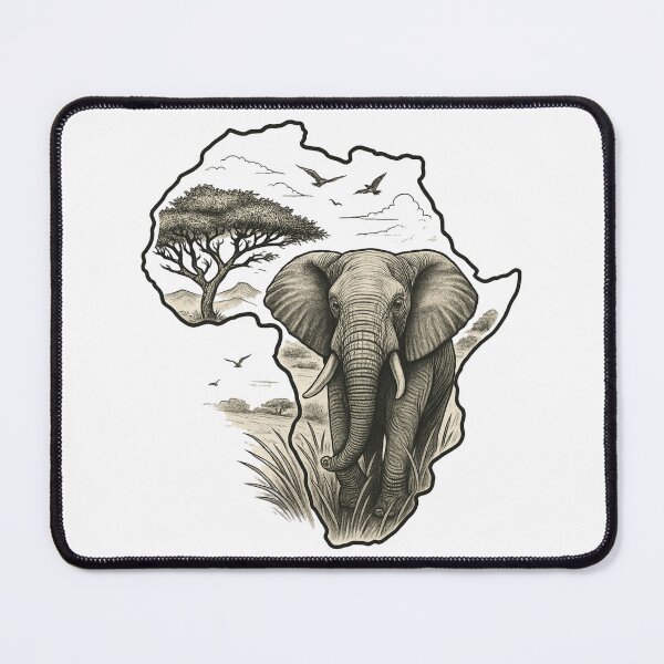 Item preview, "African Majesty – The Spirit of the Savannah | Elephant & Africa Outline T-Shirt" designed and sold by PrintedWithSoul.