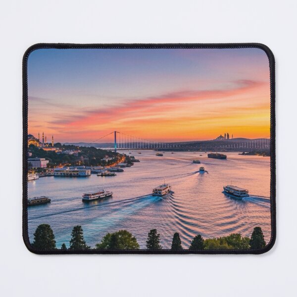 Item preview, Sunset Over Bosphorus – Istanbul Skyline & Ferries designed and sold by unique0703.
