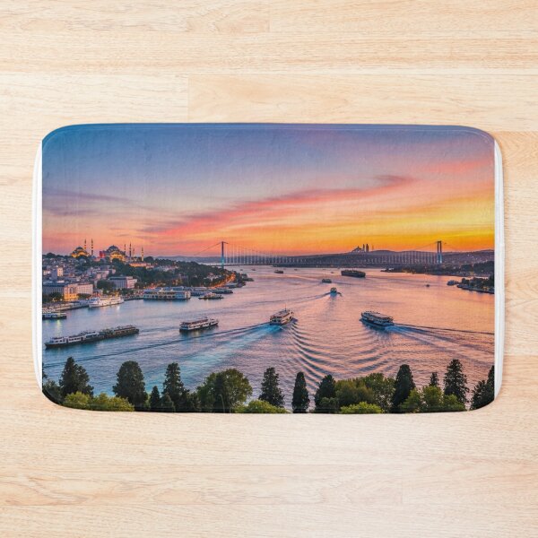 Item preview, Sunset Over Bosphorus – Istanbul Skyline & Ferries designed and sold by unique0703.