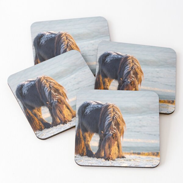 Item preview, Fell pony grazing on a frosty winter morning designed and sold by AnitaNicholson.