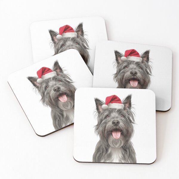 Item preview, Cute Skye Terrier Christmas Art — Skye Terrier Wearing Santa Hat designed and sold by LazyOwlStore.