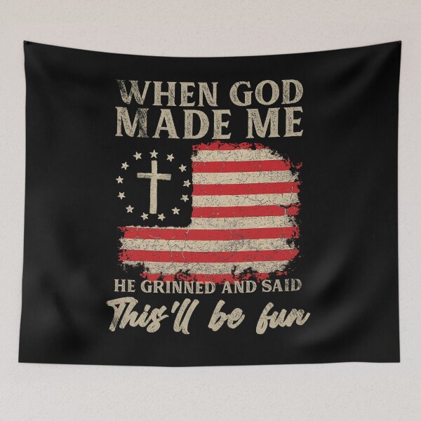 Item preview, God Made Me Patriotic Funny Christian Quote designed and sold by LashondaGreen89.